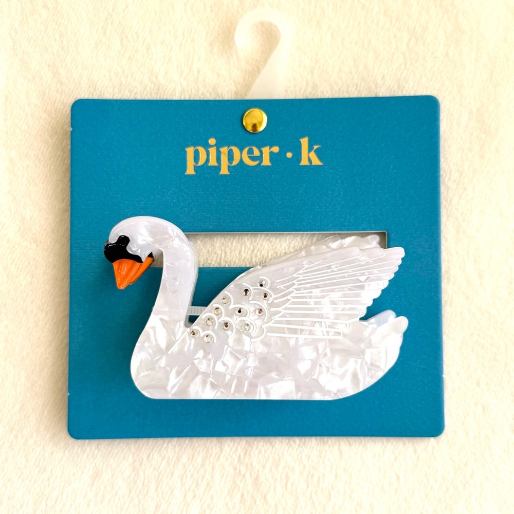 Piper K White Swan Hair Claw Clip